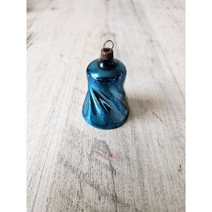 Antique twist bell blue Mercury glass mini beaded ornament Xmas tree